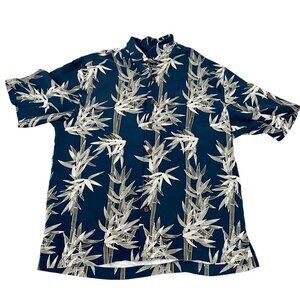 Jamaica Jaxx 100% Silk Mens Blue Short Sleeve Floral Hawaiian Shirt Medium